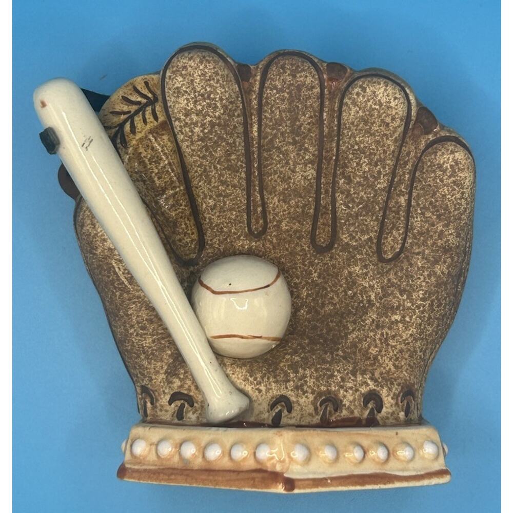 Vintage Rubens Japan Ceramic Baseball Mitt 5” Desk Organizer Pen Holder MLB